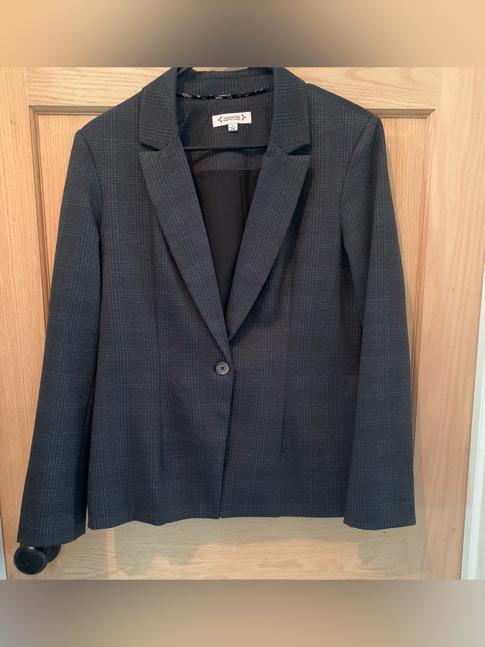 Nanette Lepore Black Plaid Single-Button Blazer
